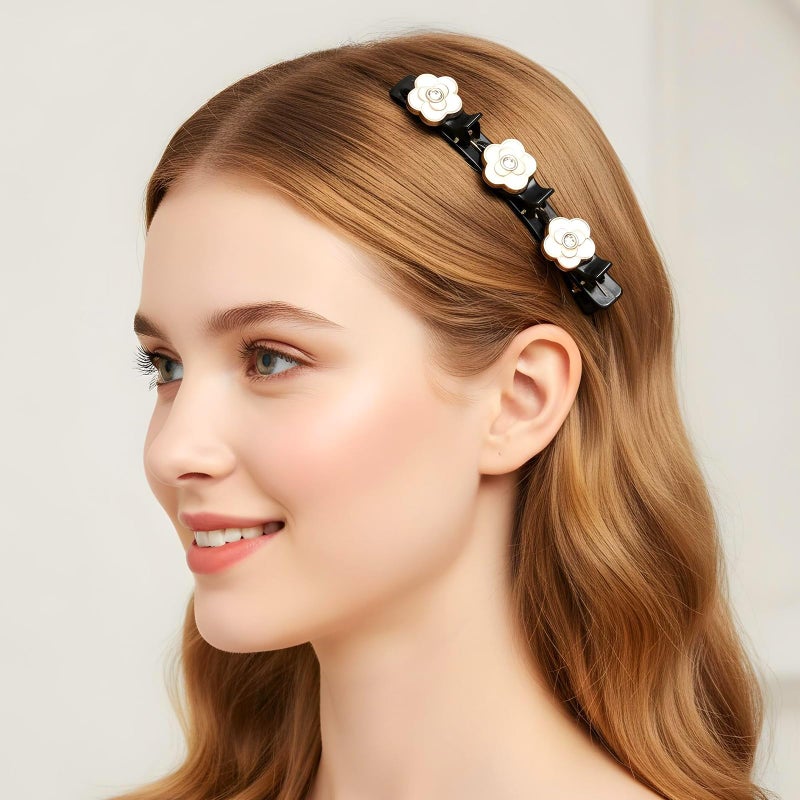 XLIUAX 5Pcs Braided Hair Clips for Women, Pearl Hair Clip, Sparkling Crystal Stone Braided Hairs Clips, Rhinestones Hairs Accessories for Women Birthday Anniversary Christmas Gifts - Image 3